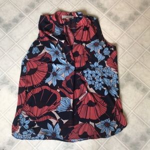 LOFT Floral Sleeveless Top in Red and Blue